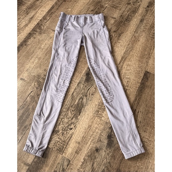 Ovation Pants - Ovation Youth Riding Tights SM 26 Gray Silicone Knee Patch Equestrian Breeches